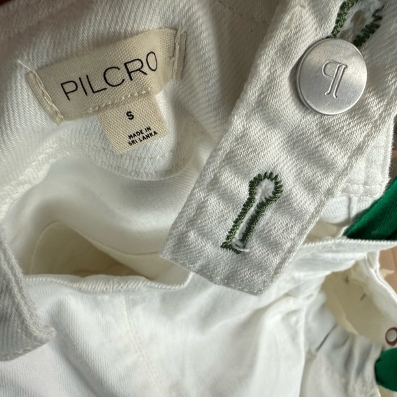 Anthropologie Pilcro Kenna Heritage White & Green Barrel Overalls • S • NWT - Picture 11 of 14